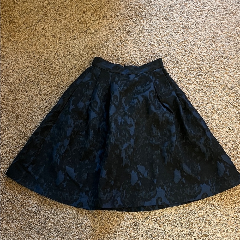 H&M Chic Black and Blue Patterned A-Line Skirt